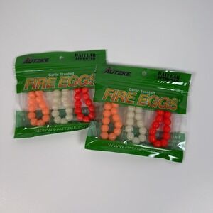 Pautzke 2 Packs Fire Eggs Garlic 3 Colors Fish Bait Trout Salmon Tackle Lake